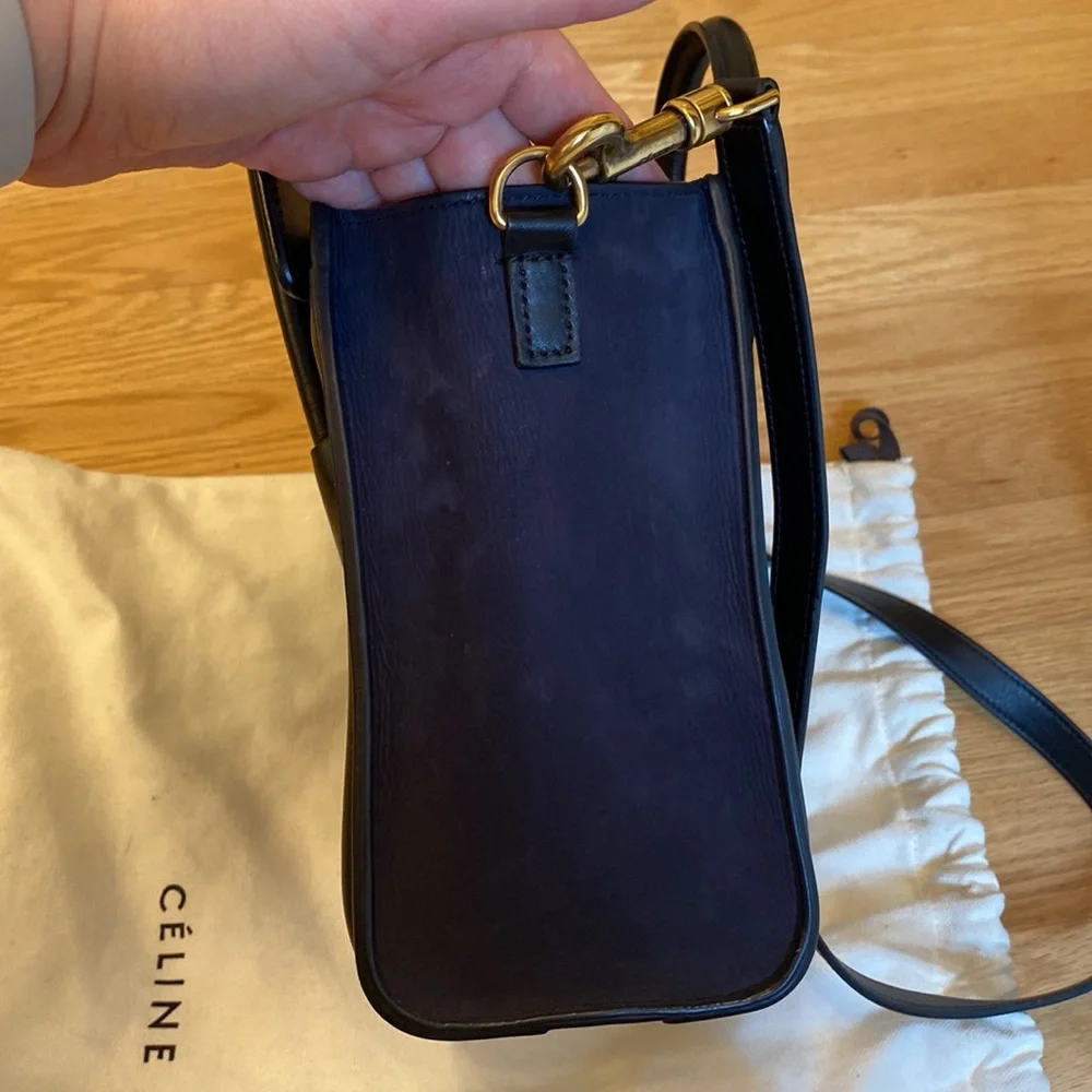 Céline mini luggage tote bicolour smooth calfskin in green and black - Picture 10 of 10